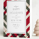 "Plaid Suit Holiday" - Holiday Cards in Berry by Chris Griffith - Folded Card