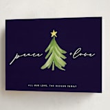 "Simple Tree" - Holiday Cards in Navy by Erin Deegan - Folded Card