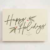 "Holiday Script" - Holiday Cards in Eggnog by Robert and Stella - Front