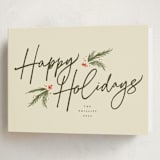 "Holiday Script" - Holiday Cards in Eggnog by Robert and Stella - Folded Card