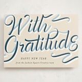 "Ribbon Greeting" - Holiday Cards in Navy by AK Graphics - Front
