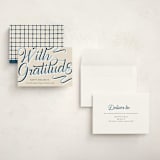 "Ribbon Greeting" - Holiday Cards in Navy by AK Graphics - Assembled
