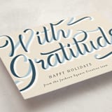 "Ribbon Greeting" - Holiday Cards in Navy by AK Graphics - Detail
