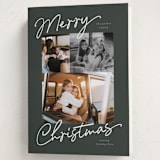 "Scripted Trio" - Holiday Cards in Evergreen by Pixel and Hank - Folded Card