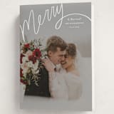 "Merry Hand Lettered Script" - Holiday Cards in Wedding Cake by Becky Nimoy - Folded Card