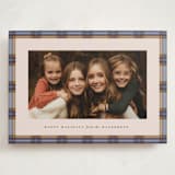 "Taffeta Tartan" - Holiday Cards in Cornflower by Olivia Kanaley Inman - Front
