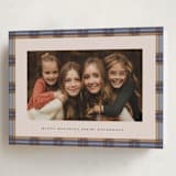 "Taffeta Tartan" - Holiday Cards in Cornflower by Olivia Kanaley Inman - Folded Card