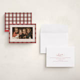 "Taffeta Tartan" - Holiday Cards in Holly Berry by Olivia Kanaley Inman - Assembled