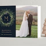 "Greenery Wreath" - Holiday Cards in Twilight by Susan Moyal - Folded Card