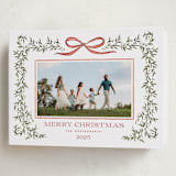 "Laurel Wreath" - Holiday Cards in Holly Berry by Wildfield Paper Co - Folded Card