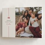 "Bow" - Holiday Cards in Poinsettia by Pixel and Hank - Folded Card