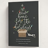 "Twinkling New Home" - Holiday Cards in Charcoal by Corinne Malesic - Folded Card