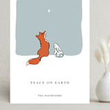 "Peace on Earth fox and rabbit" - Holiday Cards in Frost by Diane Pearse - Front