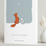 "Peace on Earth fox and rabbit" - Holiday Cards in Frost by Diane Pearse - Folded Card