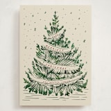 "Woodcut Christmas" - Holiday Cards in Cranberry by Paula Pecevich - Front