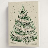 "Woodcut Christmas" - Holiday Cards in Cranberry by Paula Pecevich - Folded Card