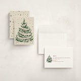 "Woodcut Christmas" - Holiday Cards in Cranberry by Paula Pecevich - Assembled