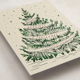 "Woodcut Christmas" - Holiday Cards in Cranberry by Paula Pecevich - Detail