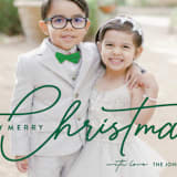 "Calligraphic Script" - Holiday Cards in Evergreen by Nam Bourassa - Detail