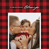 "Winter Plaid" - Holiday Cards in Cherry by Elly - Detail