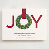 "Joy Wreath" - Holiday Cards in Cranberry by Sarah Brown - Front