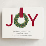 "Joy Wreath" - Holiday Cards in Cranberry by Sarah Brown - Folded Card