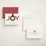 "Joy Wreath" - Holiday Cards in Cranberry by Sarah Brown - Assembled