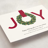 "Joy Wreath" - Holiday Cards in Cranberry by Sarah Brown - Detail