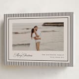 "Striped Elegance" - Holiday Cards in Linen by Kelly Schmidt - Folded Card