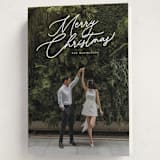 "Merry Monoline" - Holiday Cards in Snowfall by Melanie Kosuge - Folded Card