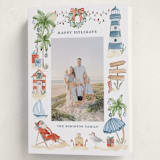 "Beach Holidays" - Holiday Cards in Sea Salt by Sarah Knight - Folded Card