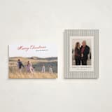 "Lightly Scripted" - Holiday Cards in Holly Berry by Cass Loh - Photo Orientation Options