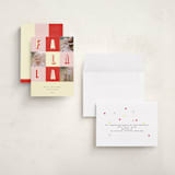 "Fa La La Christmas" - Holiday Cards in Candy Cane by Peony Rose Design - Assembled