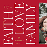 "Faith & Love & Family" - Holiday Cards in Berry by Robert and Stella - Detail