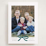 "Crimson Bow" - Holiday Cards in Blue Velvet by Olivia Kanaley Inman - Front