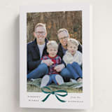 "Crimson Bow" - Holiday Cards in Blue Velvet by Olivia Kanaley Inman - Folded Card