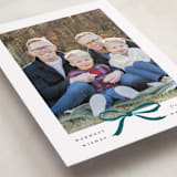 "Crimson Bow" - Holiday Cards in Blue Velvet by Olivia Kanaley Inman - Detail