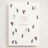 "March of the Penguins" - Holiday Cards in Candy Cane by Lauren Jinhee - Front