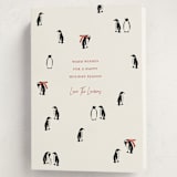 "March of the Penguins" - Holiday Cards in Candy Cane by Lauren Jinhee - Folded Card