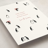 "March of the Penguins" - Holiday Cards in Candy Cane by Lauren Jinhee - Detail