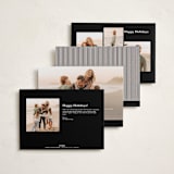 "Striped Border" - Holiday Cards in Linen by Kelly Schmidt - Back of Card Options