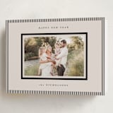 "Striped Border" - Holiday Cards in Linen by Kelly Schmidt - Folded Card