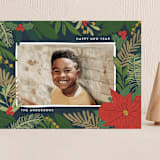 "Poinsettia and Pen" - Holiday Cards in Pine Needle by Annie Montgomery - Front