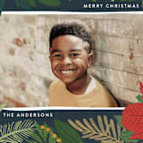 "Poinsettia and Pen" - Holiday Cards in Pine Needle by Annie Montgomery - Detail