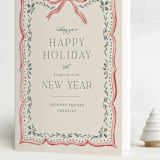 "Ribbon Stripe Holiday" - Holiday Cards in Eggnog by Chris Griffith - Folded Card