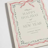 "Ribbon Stripe Holiday" - Holiday Cards in Eggnog by Chris Griffith - Detail