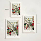 "City Sidewalks" - Holiday Cards in Crimson by Susan Moyal - Formats Available