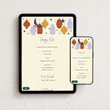 "Festive Shapes" - Online Holiday Party Invitations in Periwinkle by Inkblot Design - Mobile + desktop layout
