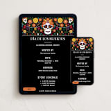 "Marigolds and Calaveras" - Online Holiday Party Invitations in Shadow by Becky Nimoy - Mobile + desktop layout