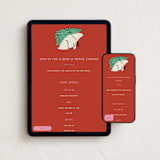 "Polar Express" - Online Holiday Party Invitations in Cherry by Inkblot Design - Mobile + desktop layout